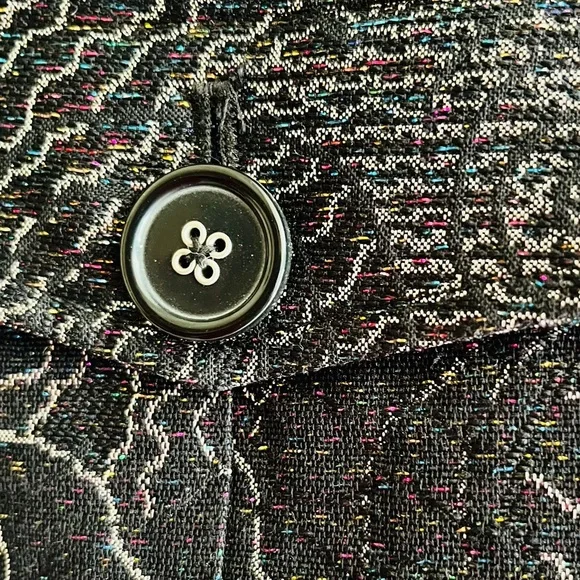 Chico’s woman’s metallic brocade jacket, Black/Silver, size 0 beautiful pattern- - Picture 11 of 16